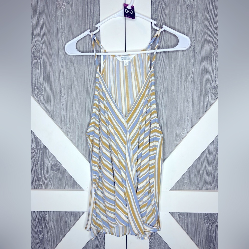 B4.30 NWT MARKET & SPRUCE Crossover/Wrap Style Striped Tank XL